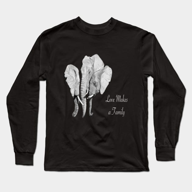 Elephant family - love makes a family - naming day - adoption - christening - baptism Long Sleeve T-Shirt by IslesArt